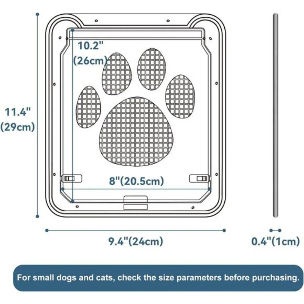 Cat Door for Screen Door, Flap Opening 8 x 10 inches, Cat Door for Window Screen